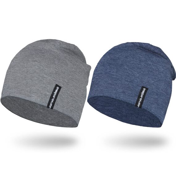 EMPIRELION 9" multifunktionale leichte Running Beanie-Mützen Skull Cap Radsport-Kappen Helmfutter Helm Unterziehmütze Schlaf Kappen für Damen Herren （Mitte grau Mel.+Stahlblau Mel.）