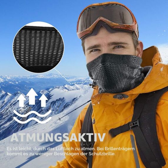 WTACTFUL Schlauchschal Herren Halbe Sturmhaube Motorrad Halstuch Herren Halswärmer Ski Mask Skimaske Halsschlauc Neck Gaiter Motorrad Gesichtsmaske für Winter Laufen Skifahren Snowboarden Schwarz