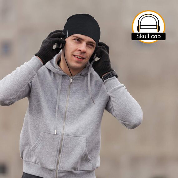 EMPIRELION 9" Multifunktionale Leichte Mütze Running Beanie-Mützen Skull Cap Radsport-Kappen Helmfutter Helm Unterziehmütze Schlaf Kappen für Damen Herren (Mitte grau Melange)