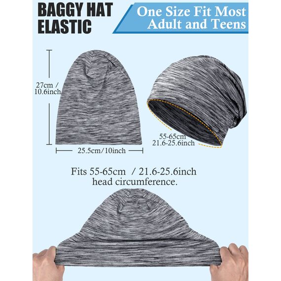 Kiiwah 2 Stück Beanie Mütze für Herren und Damen Streifen Slouch Unisex Stricken Beanie für den Frühling, Herbst und Winter (Schwarz Grau)
