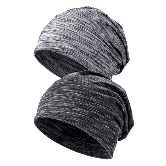 Kiiwah 2 Stück Beanie Mütze für Herren und Damen Streifen Slouch Unisex Stricken Beanie für den Frühling, Herbst und Winter (Schwarz Grau)