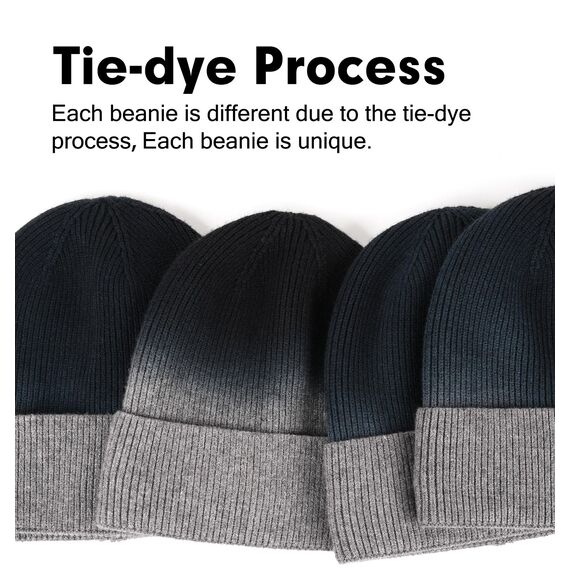 Wmcaps Beanie Mütze, Herren Winter Warme Unisex Wintermütze Strickmütze Dehnbare Weiche Wollmütze mit Bündchen und Dickem Warmem Futter Geschenke für Freundin männer Frauen, Tie-Dye Blau