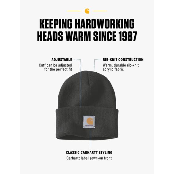 Carhartt Herren Knit Cuffed Beanie Beanie Hat, Schwarz, Einheitsgröße