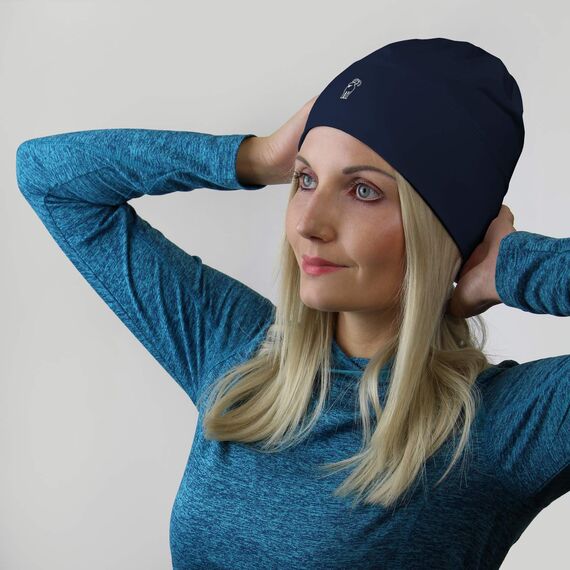 ALPIDEX Running Mütze Sportmütze Laufmütze Damen Herren Funktionsmütze One Size Thermo Kopfbedeckung Radfahren Winddicht Atmungsaktiv Skull Cap Fahrrad Unterziehmütze Unisex, Farbe:Dark Blue