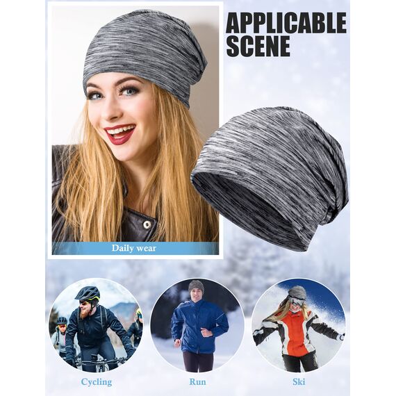 Kiiwah 2 Stück Beanie Mütze für Herren und Damen Streifen Slouch Unisex Stricken Beanie für den Frühling, Herbst und Winter (Schwarz Grau)