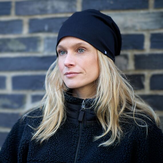 Enter the Complex® Leichte Beanie Mütze, Herren und Damen, Übergangsmütze, Sommer Beanie, Dünne Kopfbedeckung, Baumwolle (Jersey), L/XL, Schwarz