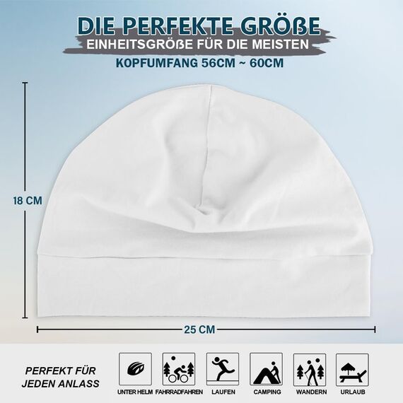 EINSKEY Fahrradmütze Unter Helm, Leichte Dünne Baumwollmütze für Herren und Damen, Perfekt als Schlafmütze, Laufmütze, Skull Cap oder Chemo Kopfbedeckung - 2er Pack