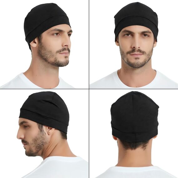 EINSKEY Fahrradmütze Unter Helm, Leichte Dünne Baumwollmütze für Herren und Damen, Perfekt als Schlafmütze, Laufmütze, Skull Cap oder Chemo Kopfbedeckung - 2er Pack