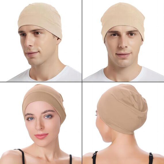 EINSKEY Fahrradmütze Unter Helm, Leichte Dünne Baumwollmütze für Herren und Damen, Perfekt als Schlafmütze, Laufmütze, Skull Cap oder Chemo Kopfbedeckung - 2er Pack