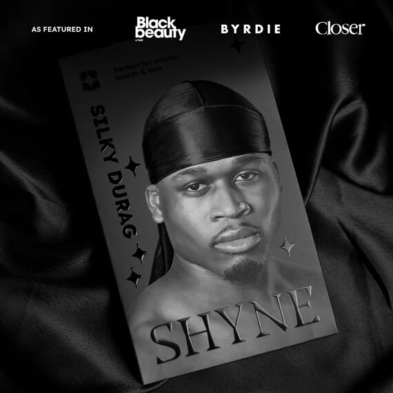 Shyne Silky Durag – Schwarz | Perfekt für Waves, Zöpfe und Locken | Premium Silk Du Rags für Männer und Frauen | Langer Schwanz | Ultraweicher und knitterfreier Satin | Black-Owned Business