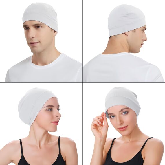 EINSKEY Fahrradmütze Unter Helm, Leichte Dünne Baumwollmütze für Herren und Damen, Perfekt als Schlafmütze, Laufmütze, Skull Cap oder Chemo Kopfbedeckung - 2er Pack