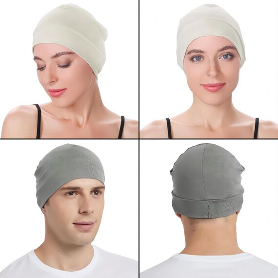 EINSKEY Fahrradmütze Unter Helm, Leichte Dünne Baumwollmütze für Herren und Damen, Perfekt als Schlafmütze, Laufmütze, Skull Cap oder Chemo Kopfbedeckung - 2er Pack