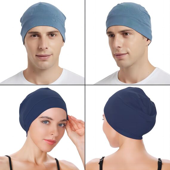 EINSKEY Fahrradmütze Unter Helm, Leichte Dünne Baumwollmütze für Herren und Damen, Perfekt als Schlafmütze, Laufmütze, Skull Cap oder Chemo Kopfbedeckung - 2er Pack