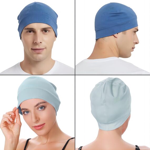 EINSKEY Fahrradmütze Unter Helm, Leichte Dünne Baumwollmütze für Herren und Damen, Perfekt als Schlafmütze, Laufmütze, Skull Cap oder Chemo Kopfbedeckung - 2er Pack