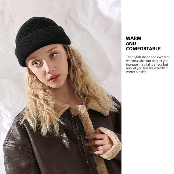 MOBIUSPHY Wintermütze Herren Damen Strickmütze Beanie Mütze Schwarz Wollmütze Winter Erwachsener klassisches Design Herrenmütze Modern Weich Elastisch Haube aus atmungsaktivem (Schwarz)