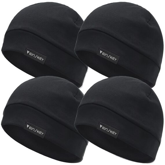 EINSKEY Fahrradmütze Unter Helm, Leichte Dünne Baumwollmütze für Herren und Damen, Perfekt als Schlafmütze, Laufmütze, Skull Cap oder Chemo Kopfbedeckung - 2er Pack