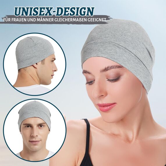 EINSKEY Fahrradmütze Unter Helm, Leichte Dünne Baumwollmütze für Herren und Damen, Perfekt als Schlafmütze, Laufmütze, Skull Cap oder Chemo Kopfbedeckung - 2er Pack