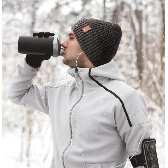 Wmcaps Mütze Herren Winter, Thermo Strickmützen für Herren, Warme Fleece Laufmütze Beanie Damen Herrenmütze Winter, Winddichte Wintermütze Männer Gefütterte und Gepolsterte Unisex-Mütze(Armeegrün)
