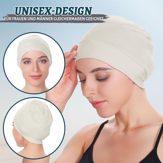 EINSKEY Fahrradmütze Unter Helm, Leichte Dünne Baumwollmütze für Herren und Damen, Perfekt als Schlafmütze, Laufmütze, Skull Cap oder Chemo Kopfbedeckung - 2er Pack