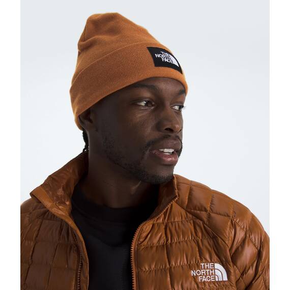 The North FACE Dock Worker Recycled Beanie | Deep Fit, Cuffed Wintermütze für Damen & Herren mit gewebtem Logopatch, Burnt Umbra, Einheitsgröße