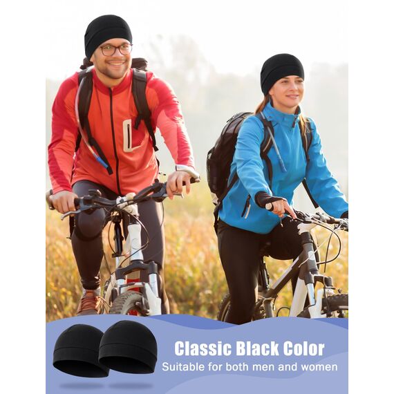 MELLIEX 2 Stück Fahrradmütze Unter Helm Baumwolle Laufmütze Multifunktionale Wintermütze Skull Cap Helmfutter für Herren Damen