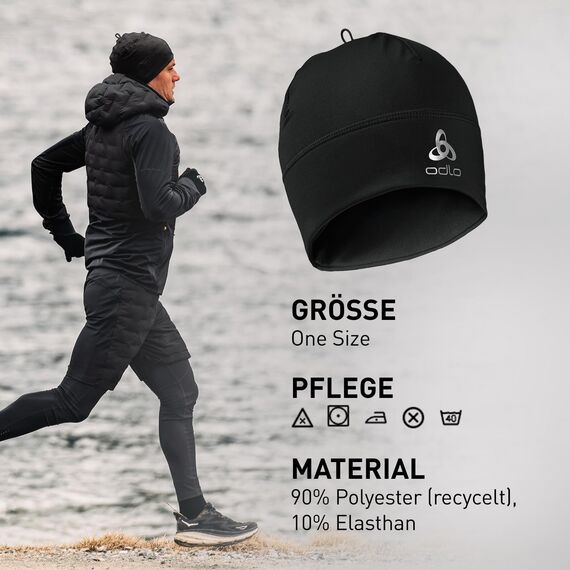 Odlo Mütze für Herren und Damen Polyknit Warm | Schwarz | Einheitsgröße | Winter-Sportmütze | Beanie