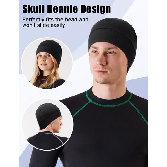 MELLIEX 2 Stück Fahrradmütze Unter Helm Baumwolle Laufmütze Multifunktionale Wintermütze Skull Cap Helmfutter für Herren Damen