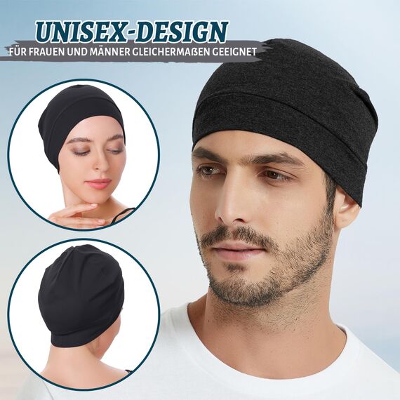 EINSKEY Fahrradmütze Unter Helm, Leichte Dünne Baumwollmütze für Herren und Damen, Perfekt als Schlafmütze, Laufmütze, Skull Cap oder Chemo Kopfbedeckung - 4er Pack