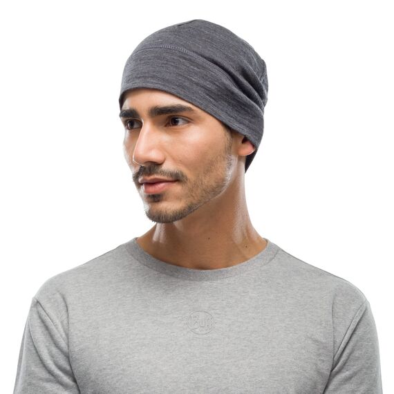 Buff®| Mütze Merino Lightweight Männlich Weiblich Erwachsene Multifunktionaler Schal aus 100% Merinowolle, Wandern, Outdoor, Nachhaltig, Leicht, Schlanke Passform, Einheitsgröße, Gris