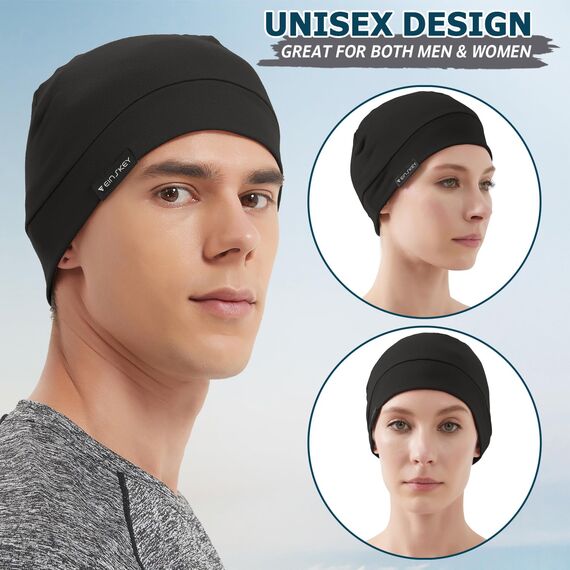 EINSKEY Fahrradmütze Unter Helm, Leichte Dünne Baumwollmütze für Herren und Damen, Perfekt als Schlafmütze, Laufmütze, Skull Cap oder Chemo Kopfbedeckung - 2er Pack