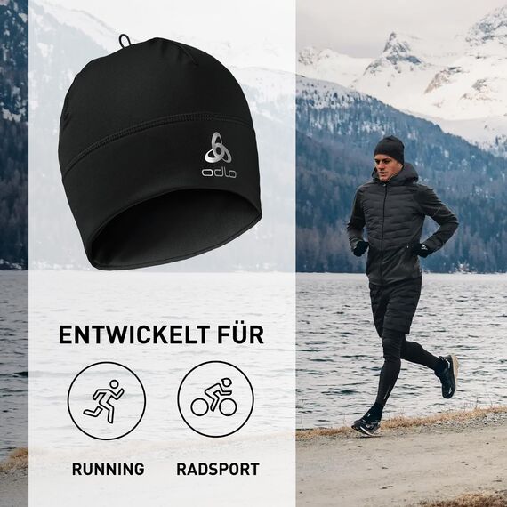 Odlo Mütze für Herren und Damen Polyknit Warm | Schwarz | Einheitsgröße | Winter-Sportmütze | Beanie