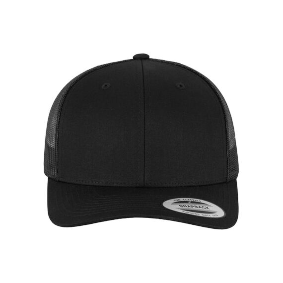 Flexfit Unisex Retro Trucker Cap, Klassische Trucker Cap mit Mesh-Rückseite, one Size, Black