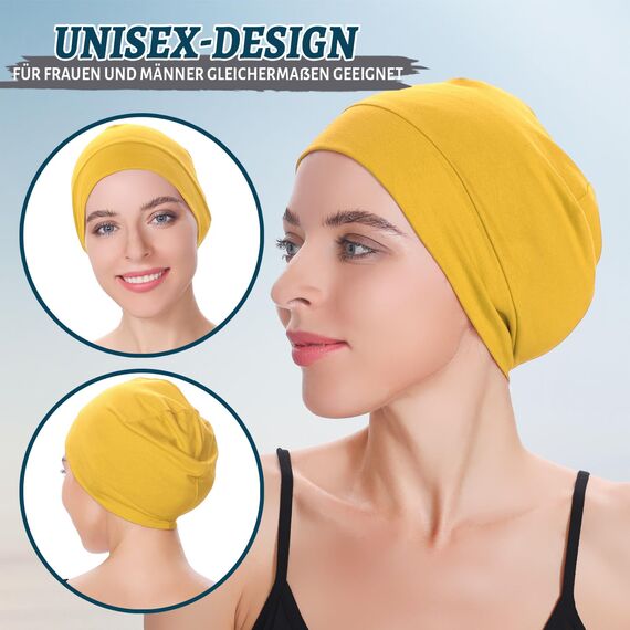 EINSKEY Fahrradmütze Unter Helm, Leichte Dünne Baumwollmütze für Herren und Damen, Perfekt als Schlafmütze, Laufmütze, Skull Cap oder Chemo Kopfbedeckung - 2er Pack