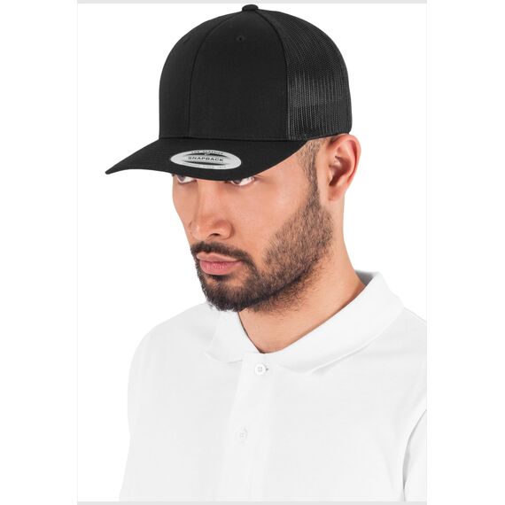 Flexfit Unisex Retro Trucker Cap, Klassische Trucker Cap mit Mesh-Rückseite, one Size, Black