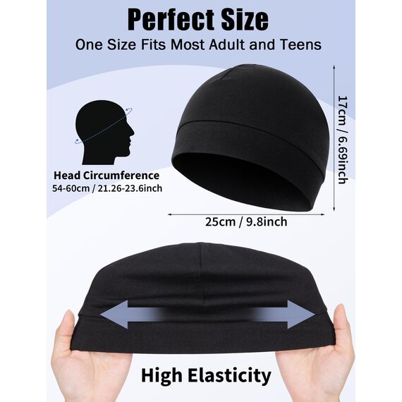 MELLIEX 2 Stück Fahrradmütze Unter Helm Baumwolle Laufmütze Multifunktionale Wintermütze Skull Cap Helmfutter für Herren Damen