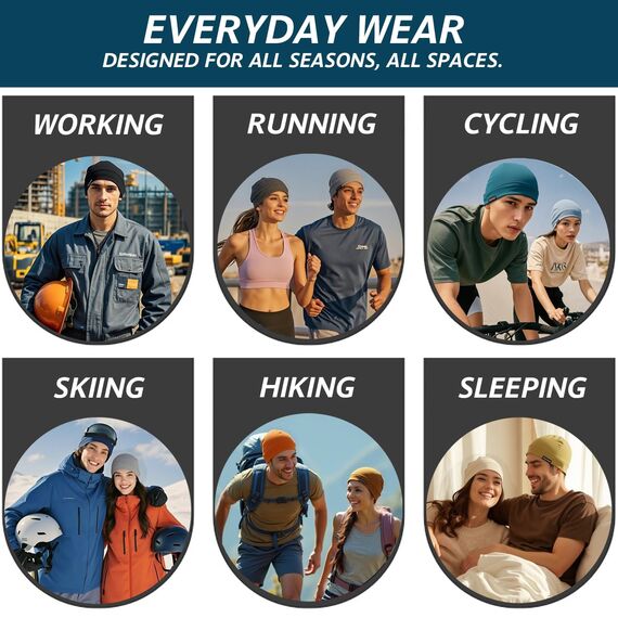 EINSKEY Fahrradmütze Unter Helm, Leichte Dünne Baumwollmütze für Herren und Damen, Perfekt als Schlafmütze, Laufmütze, Skull Cap oder Chemo Kopfbedeckung - 2er Pack