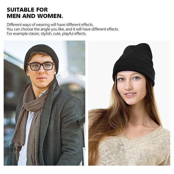 MOBIUSPHY Wintermütze Herren Damen Strickmütze Beanie Mütze Schwarz Wollmütze Winter Erwachsener klassisches Design Herrenmütze Modern Weich Elastisch Haube aus atmungsaktivem (Schwarz)