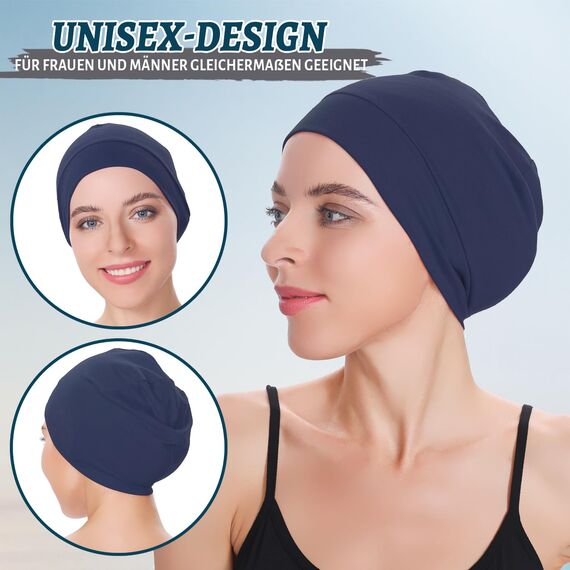 EINSKEY Fahrradmütze Unter Helm, Leichte Dünne Baumwollmütze für Herren und Damen, Perfekt als Schlafmütze, Laufmütze, Skull Cap oder Chemo Kopfbedeckung - 2er Pack