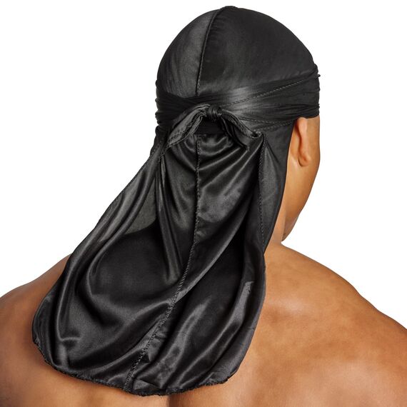 Shyne Silky Durag – Schwarz | Perfekt für Waves, Zöpfe und Locken | Premium Silk Du Rags für Männer und Frauen | Langer Schwanz | Ultraweicher und knitterfreier Satin | Black-Owned Business
