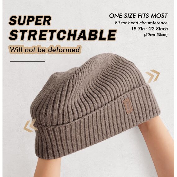 Wmcaps Mütze Herren Winter, Thermo Strickmützen für Herren, Warme Fleece Laufmütze Beanie Damen Herrenmütze Winter, Winddichte Wintermütze Männer Unisex-Mütze(Khaki)