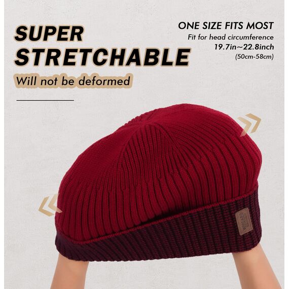Wmcaps Mütze Herren Winter, Thermo Strickmützen für Herren, Warme Fleece Laufmütze Beanie Damen Herrenmütze Winter, Winddichte Wintermütze Männer Gefütterte und Gepolsterte(Kastanienbraun)