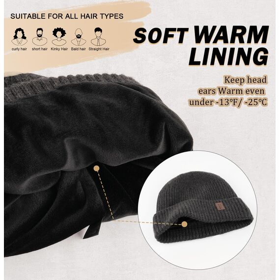 Wmcaps Mütze Herren Winter, Thermo Strickmützen für Herren, Warme Fleece Laufmütze Beanie Damen Herrenmütze Winter, Winddichte Wintermütze Männer Gefütterte und Gepolsterte Unisex-Mütze(Armeegrün)