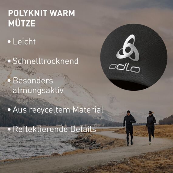 Odlo Mütze für Herren und Damen Polyknit Warm | Schwarz | Einheitsgröße | Winter-Sportmütze | Beanie
