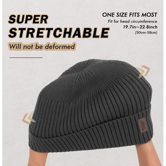 Wmcaps Mütze Herren Winter, Thermo Strickmützen für Herren, Warme Fleece Laufmütze Beanie Damen Herrenmütze Winter, Winddichte Wintermütze Männer Gefütterte und Gepolsterte(Edles Grau+Hellgrau)