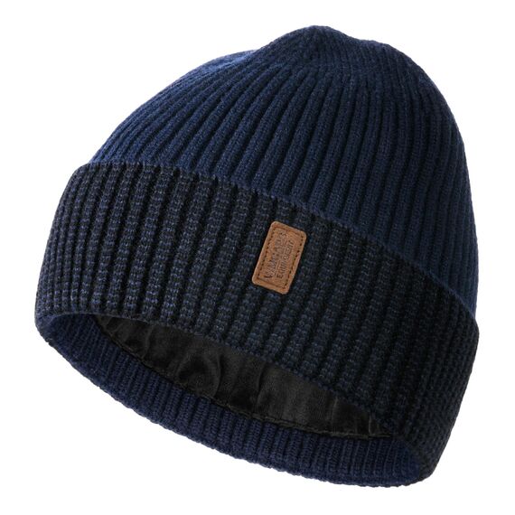 Wmcaps Mütze Herren Winter, Thermo Strickmützen für Herren, Warme Fleece Laufmütze Beanie Damen Herrenmütze Winter, Winddichte Wintermütze Männer Gefütterte und Gepolsterte(Marineblau+Schwarz)