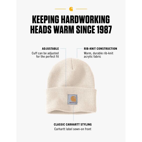 Carhartt Herren Knit Cuffed Beanie Beanie Hat, Winter White, Einheitsgröße