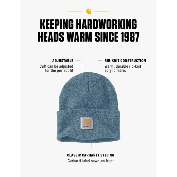 Carhartt Herren Knit Cuffed Beanie Beanie Hat, Deep Ocean/Summer Maral, Einheitsgröße