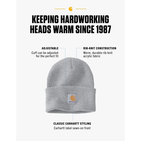Carhartt Workwear Beanie Mütze Watch Hat, Arbeitsmütze, Hellgrau, mittel