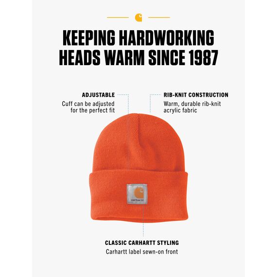 Carhartt Herren Knit Cuffed Beanie Beanie Hat, Brite Orange, Einheitsgröße