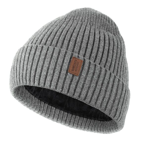 Wmcaps Mütze Herren Winter, Thermo Strickmützen für Herren, Warme Fleece Laufmütze Beanie Damen Herrenmütze Winter, Winddichte Wintermütze Männer Unisex-Mütze (Hellgrau)